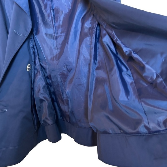 Willi Smith Navy Blue Double Breasted Belted Short Trench Jacket Coat Sz. M - Picture 11 of 16